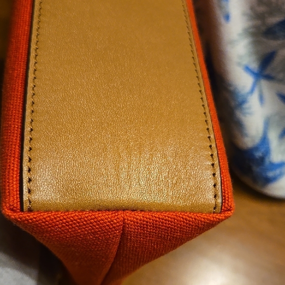 Michael Kors Red Toiletry Bag with Dome Shape and Textured Canvas - Picture 5 of 13